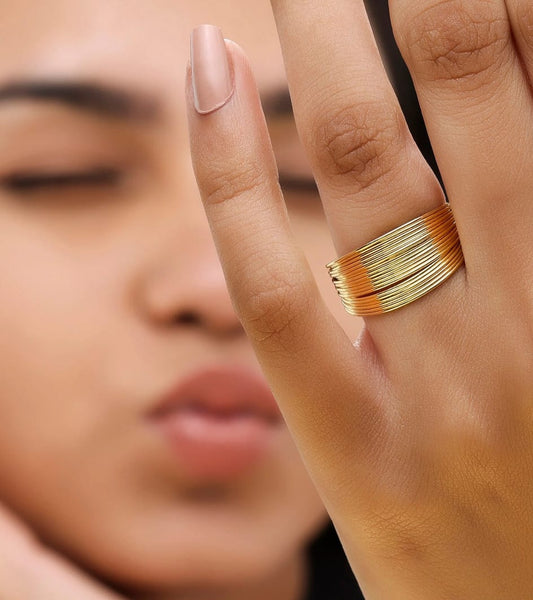 Golden Anti-Tarnish Multi wire Band Ring By Aína ( Adjustable Size) ✨