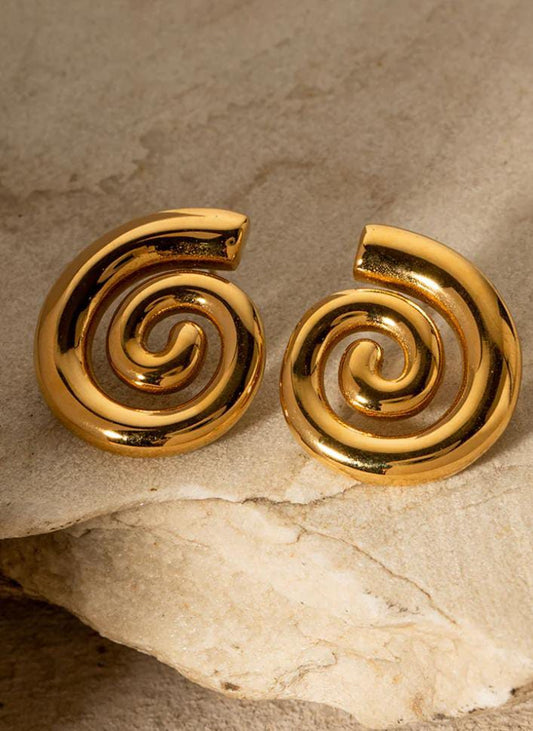 Aína Anti - tarnish Gold Plated Round Shaped Stud Earrings ✨