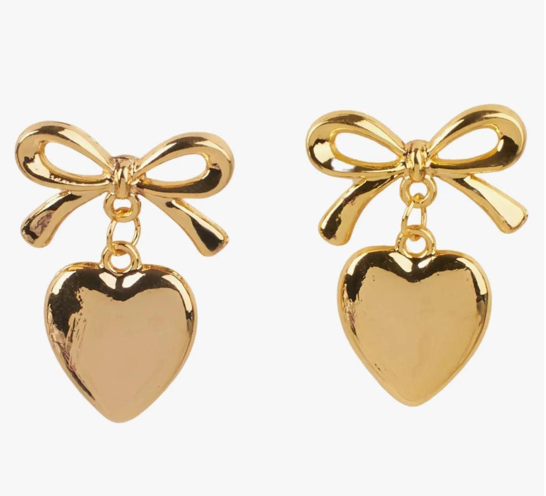Aína Anti-Tarnish Bow Heart Gold  Earrings ✨