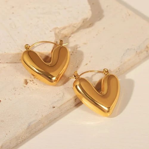 Aína Anti-Tarnish Heart Shaped Hoop stainless Steel Earrings ✨