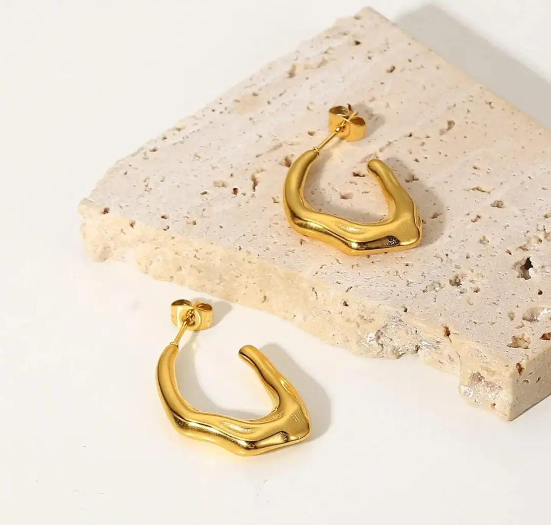 Aína Anti-Tarnish New Irregular C Shaped Earrings Stainless Steel Hoop Earrings ✨