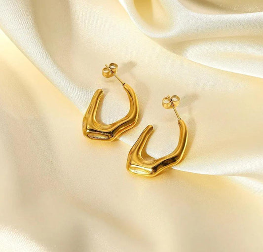 Aína Anti-Tarnish New Irregular C Shaped Earrings Stainless Steel Hoop Earrings ✨