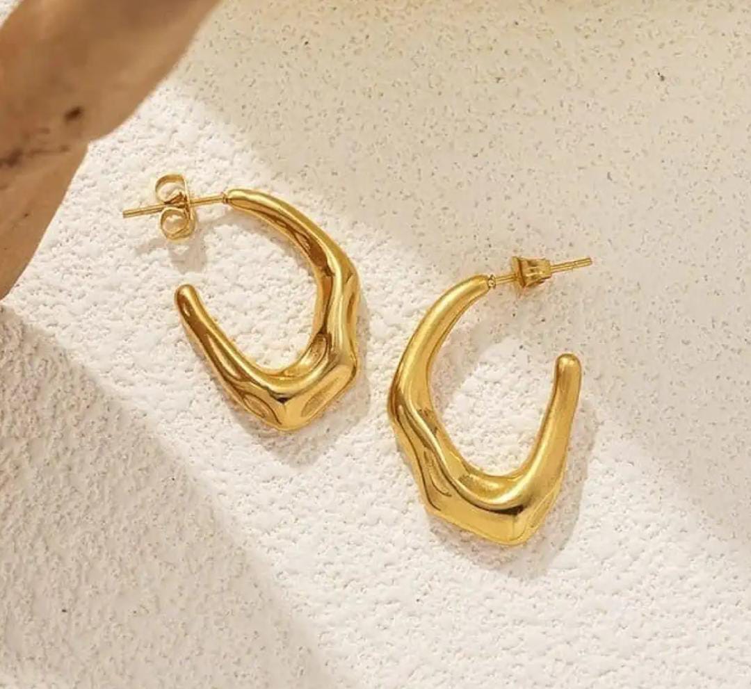 Aína Anti-Tarnish New Irregular C Shaped Earrings Stainless Steel Hoop Earrings ✨