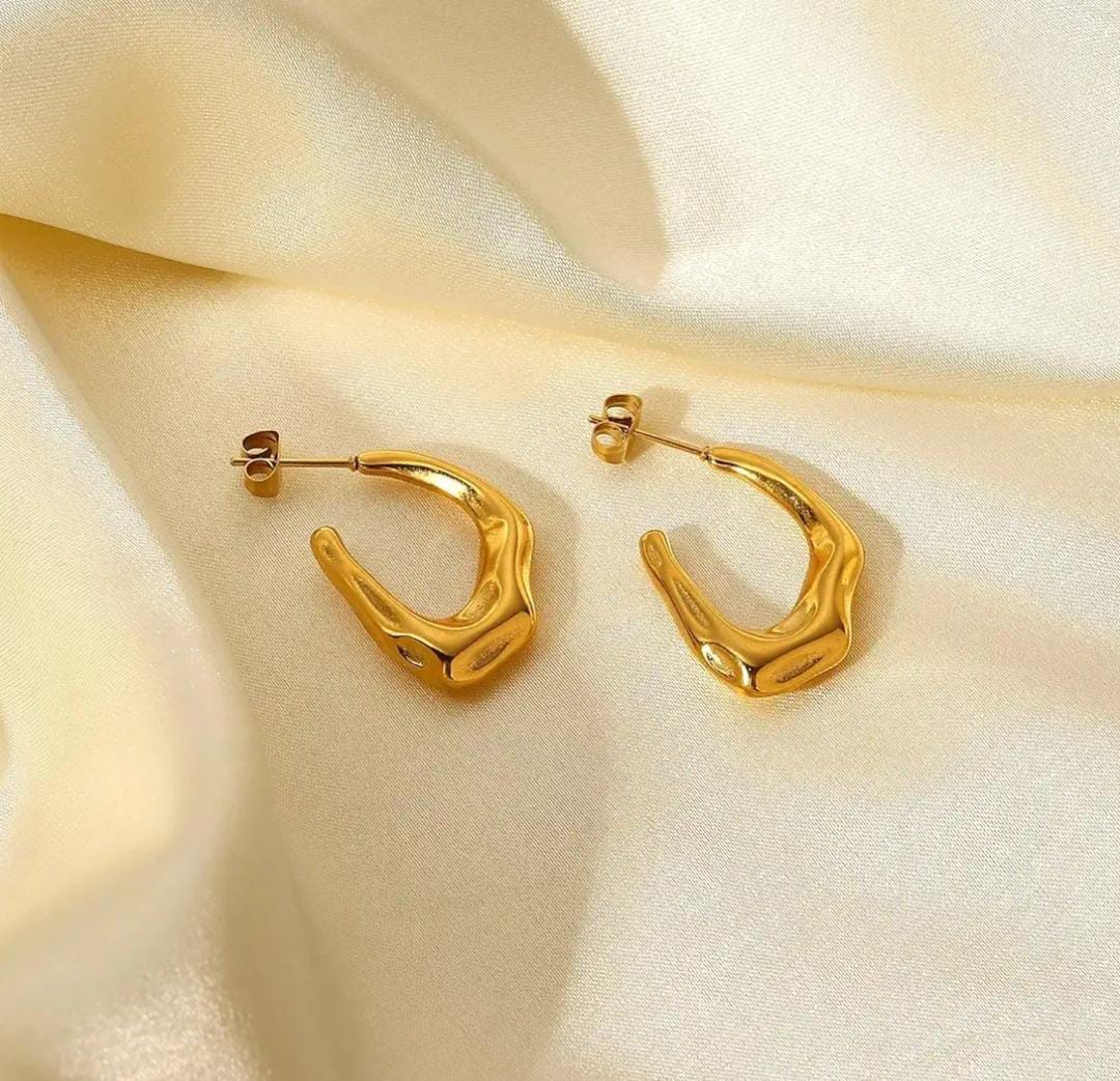 Aína Anti-Tarnish New Irregular C Shaped Earrings Stainless Steel Hoop Earrings ✨