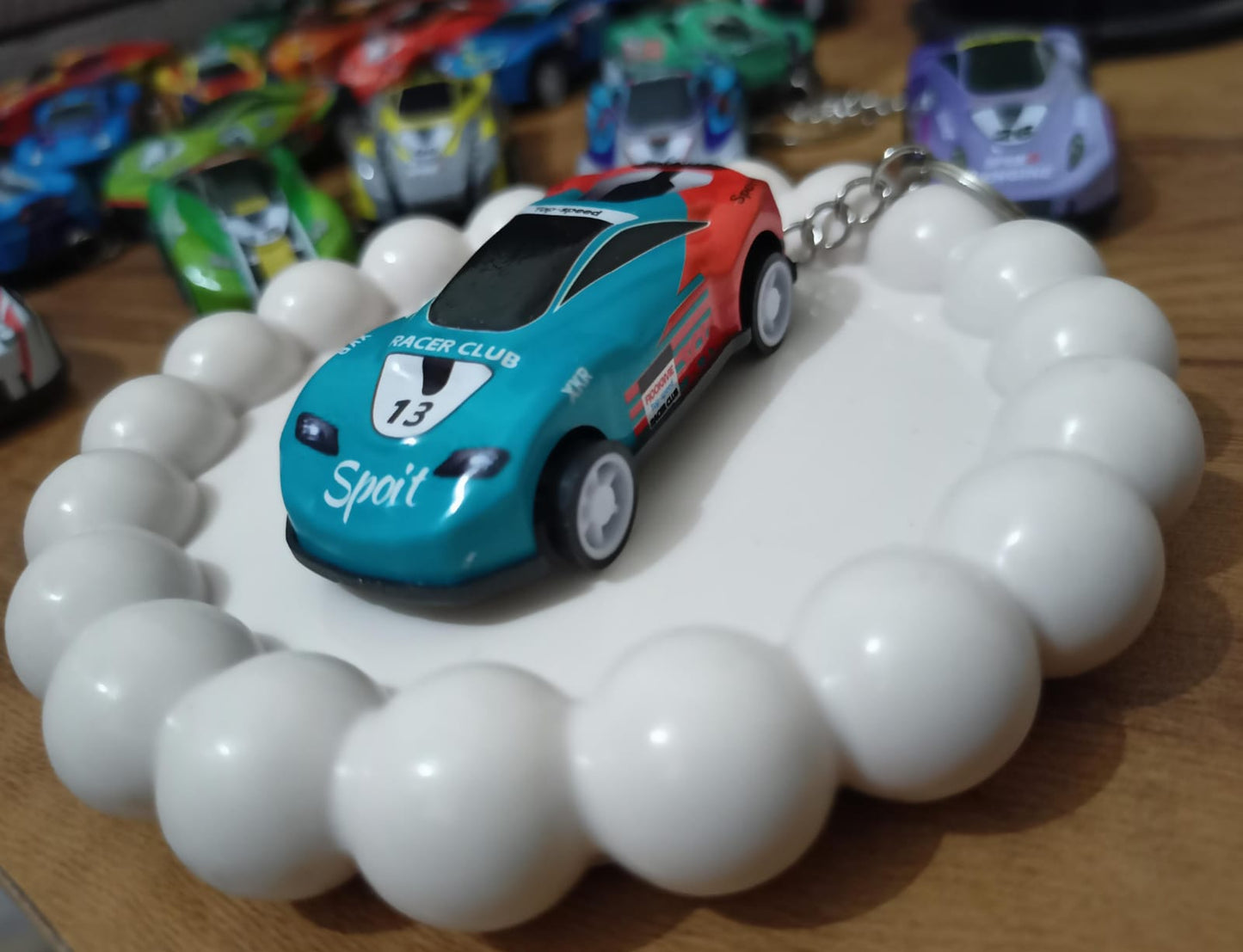 🏁 Sport Racer #13 Keychain – Turbo Teal Edition 🚗💨