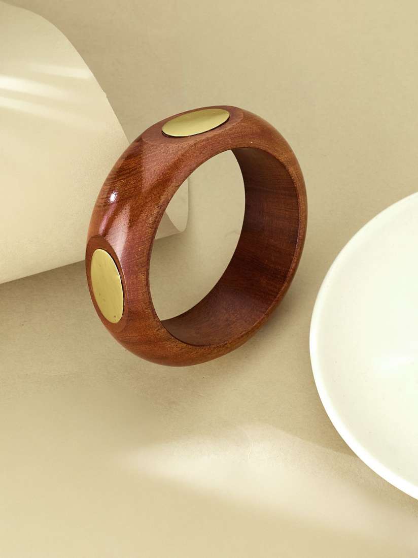 Classic Wooden Statement Bangle (Size:2.6)