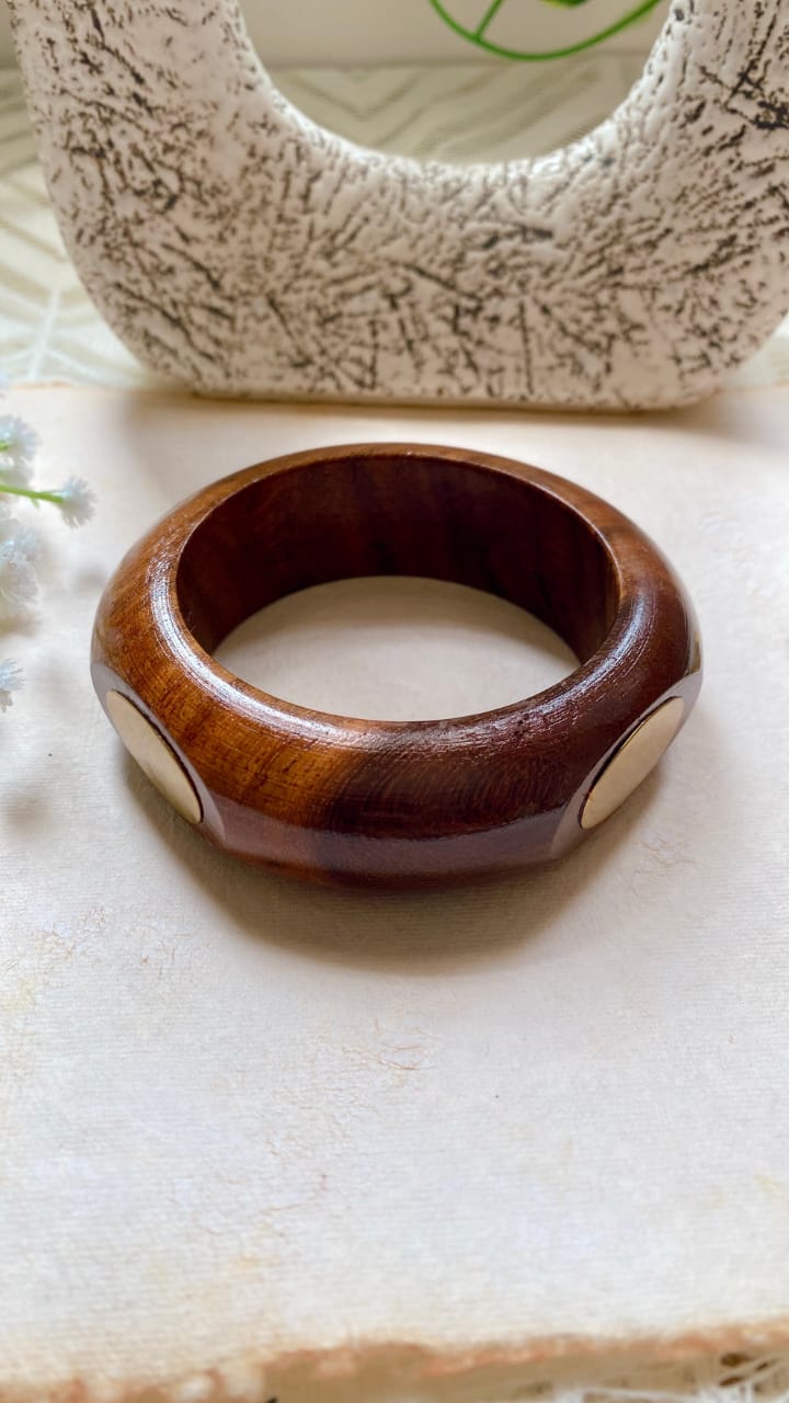 Classic Wooden Statement Bangle (Size:2.6)