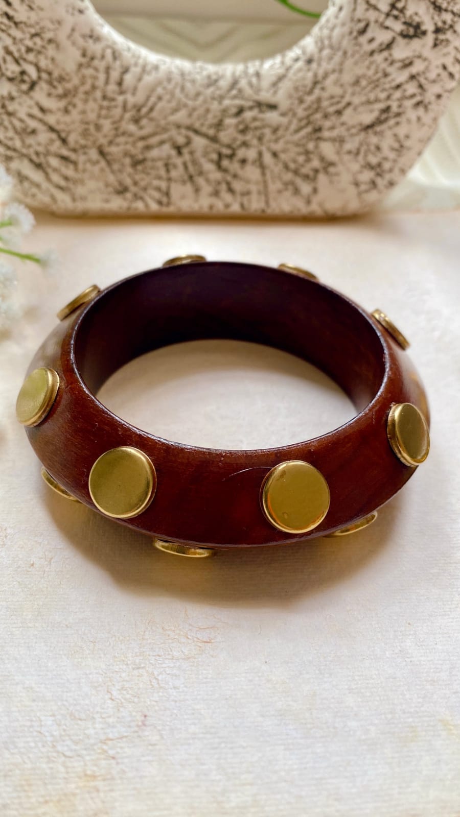 Bold Polka Dot Wooden Bangle (Size:2.6)