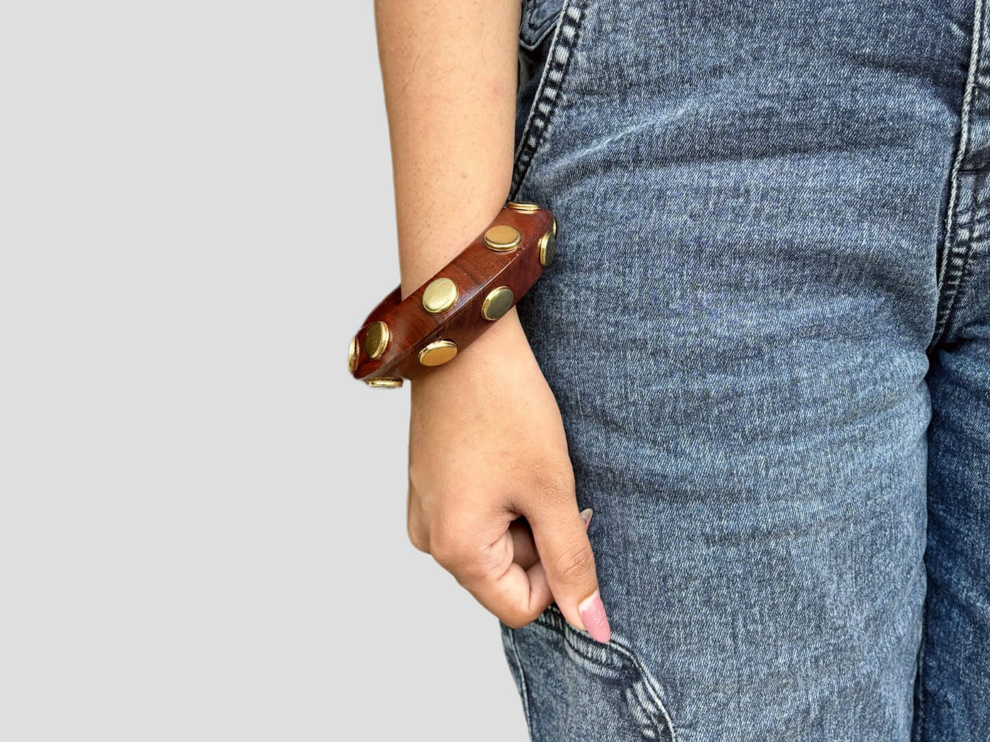 Bold Polka Dot Wooden Bangle (Size:2.6)