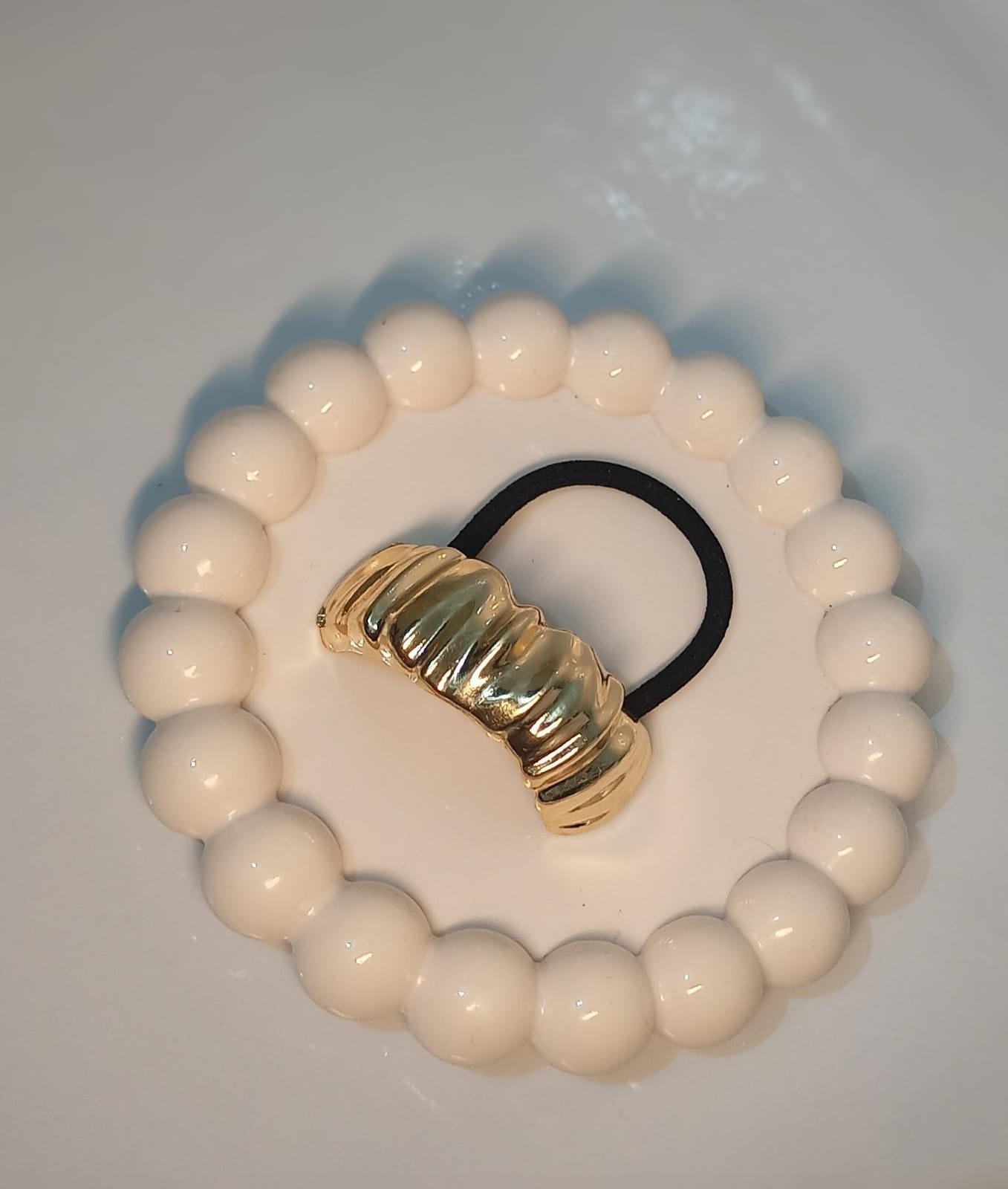 Golden Shell &amp; Pearl Bead Hair Tie Set 🌟