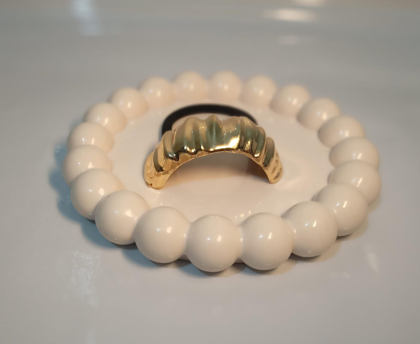 Golden Shell &amp; Pearl Bead Hair Tie Set 🌟