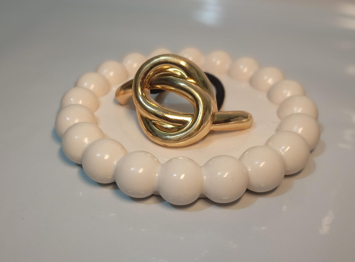Golden Knot &amp; Pearl Bead Hair Tie Set 💫