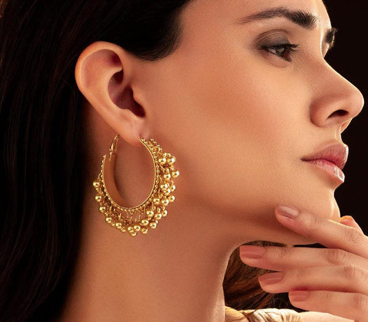 Aína Anti-Tarnish Hoops with Ghungroo Charms✨