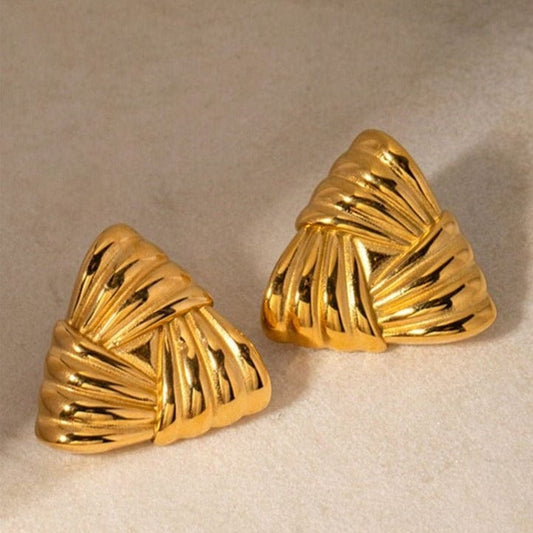 Aína Anti-Tarnish Twisted Knot Stud Earrings, Gold Plated, Textured Design✨