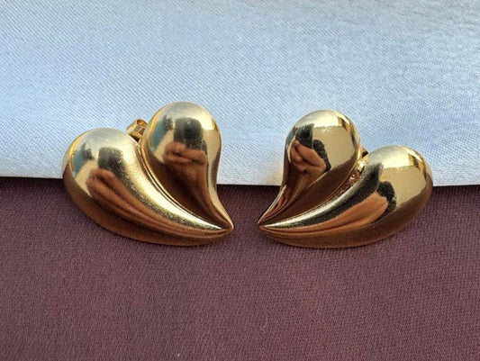 Aína Anti - Tarnish Gold Plated Heart Shaped Stud Earrings ✨