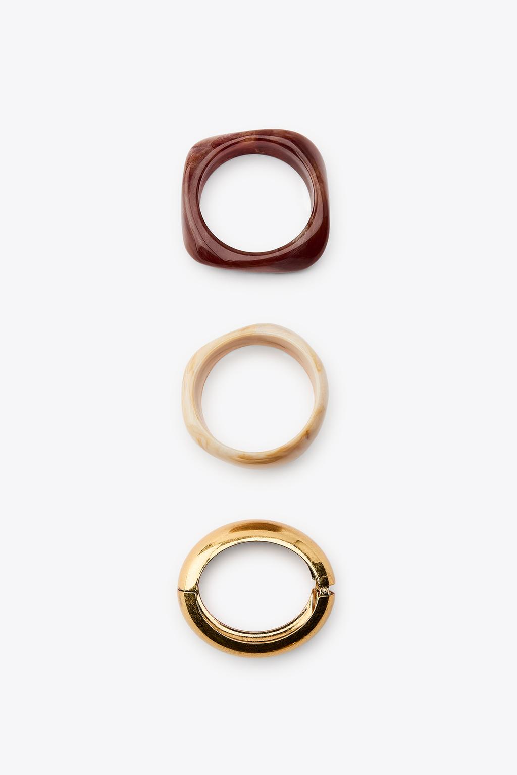 Trio Bold Resin &amp; Metal Statement Rings ✨ (Size:2.6)