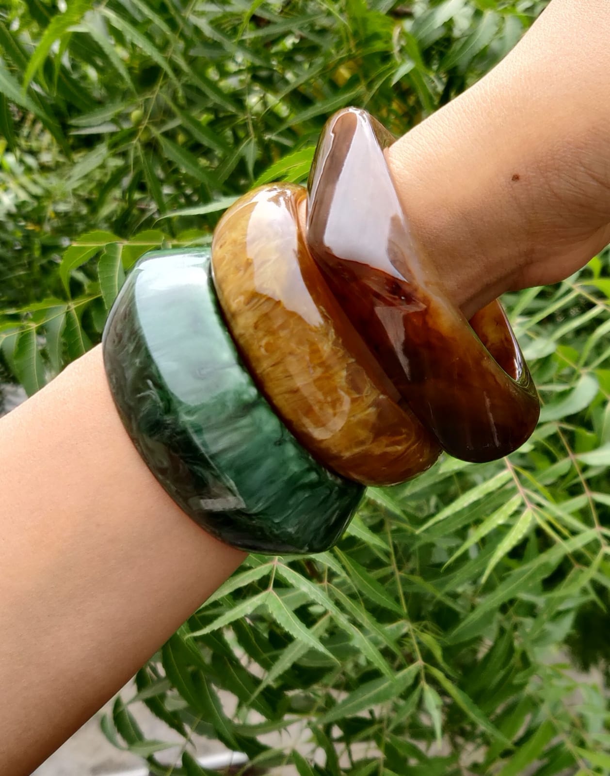Resin Chunky Bangle Set✨(  Size:2.6 )